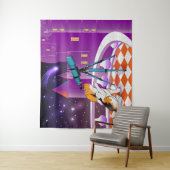 赤ベージュの子犬と望遠鏡 タペストリー (インサイチュ)