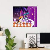 赤ベージュの子犬と望遠鏡 ポスター (ホームオフィス)