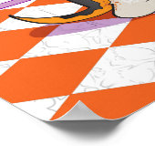 赤ベージュの子犬と望遠鏡 ポスター (角)