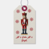 赤ベージュの雪の結晶のくるみ割り人形 ギフトタグ (正面)