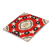 赤ベージュはっきりしたブラック対称ジオメトリパターン タイル (側面)