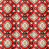 赤ベージュはっきりしたブラック対称ジオメトリパターン タイル