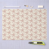 赤ベージュマリンライフスターフィッシュパターン 薄葉紙 (クラフト)