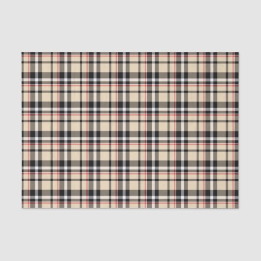 赤ベージュ白黒正方形タータンチェック格子模様 薄葉紙 (正面)