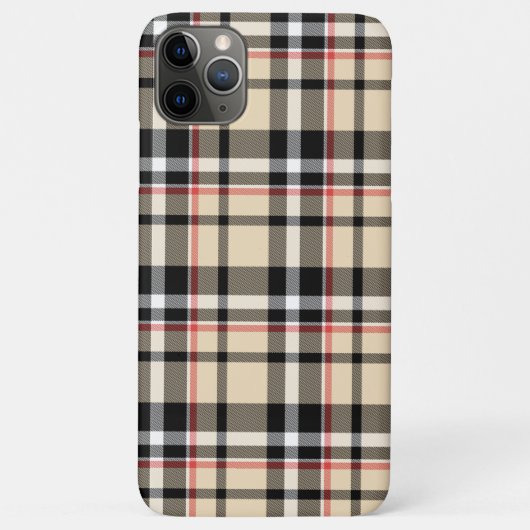 赤ベージュ白黒正方形タータンチェック格子模様 Case-Mate iPhoneケース (裏面)