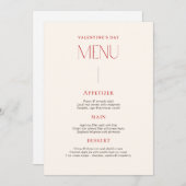 赤ベージュ ヴィンテージ バレンタインデー メニューカード シーズンカード (正面/裏面)