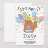 赤ペルシャ猫ロングヘア誕生日パーティー 招待状 (正面/裏面)