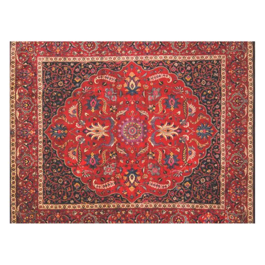 赤ペルシャ絨毯コットンテーブルクロス テーブルクロス (正面(横))