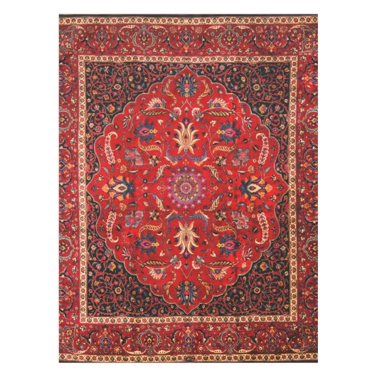 赤ペルシャ絨毯コットンテーブルクロス テーブルクロス (正面)