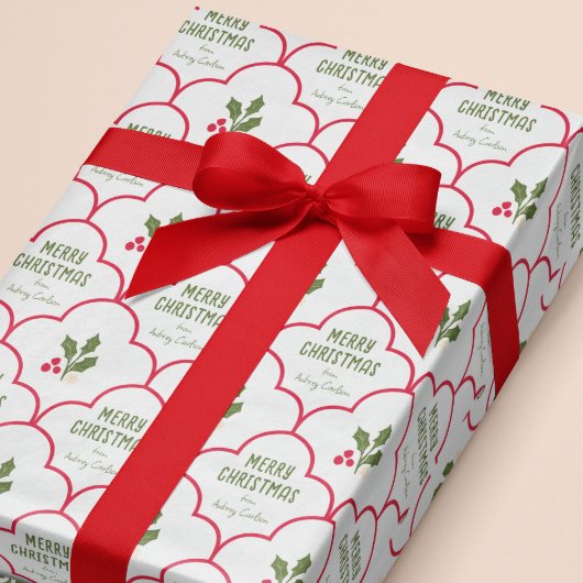 赤ホタテのタイルクリスマススプリグカスタムズ ラッピングペーパー