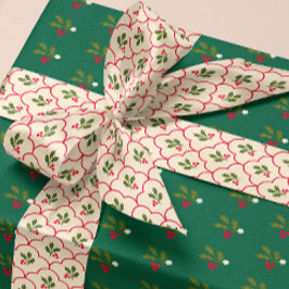 赤ホタテのホリーブランチとベリーのクリスマス サテンリボン