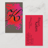 赤ホットピンクインクスプラッシュ絵を描ビジネスカード 名刺 (正面/裏面)