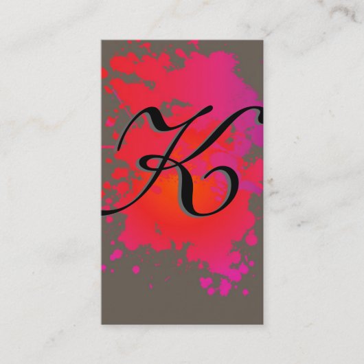 赤ホットピンクインクスプラッシュ絵を描ビジネスカード 名刺 (正面)