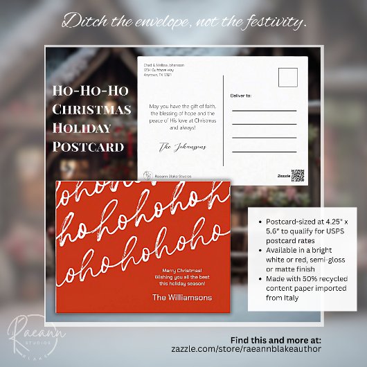 赤ホホホホホクリスマスホリディポストカード シーズンポストカード