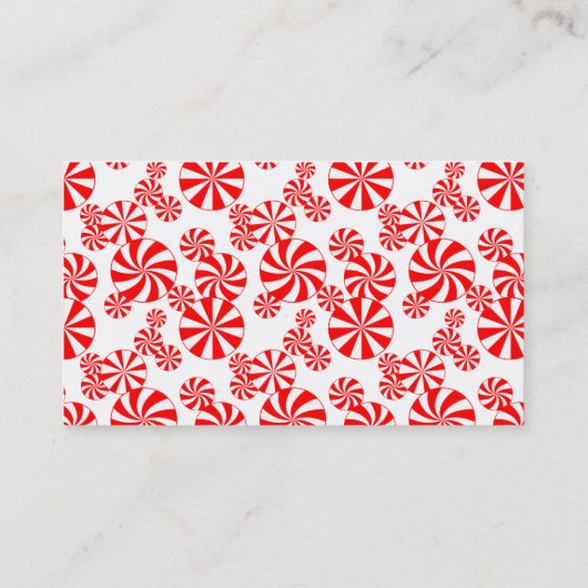 赤ホワイトペパーミントキャンディ編集可能名刺 名刺 (裏面)