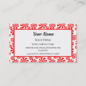 赤ホワイトペパーミントキャンディ編集可能名刺 名刺 (正面)