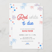 赤ホワイト&7月のデュー4th赤ちゃんシャワー招待状 招待状 (正面/裏面)