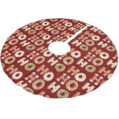 赤ホーホーホーホージンジャーブレッドクッキーのクリスマス ブラッシュドポリエステルツリースカート (アングル)