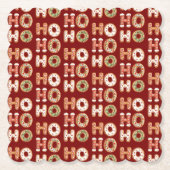 赤ホーホーホーホージンジャーブレッドクッキーのクリスマス ペーパーコースター (正面)