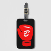 赤ボクシンググローブカスタムイニシャル旅行 ラゲッジタグ (正面縦)