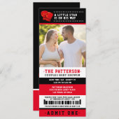 赤ボクシングチケットカップル赤ちゃんシャワー写真 招待状 (正面/裏面)