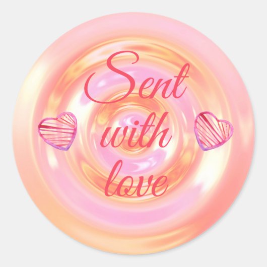 赤ボタンスタイリッシュハートスクリプトかわいい引用文 ラウンドシール (正面)