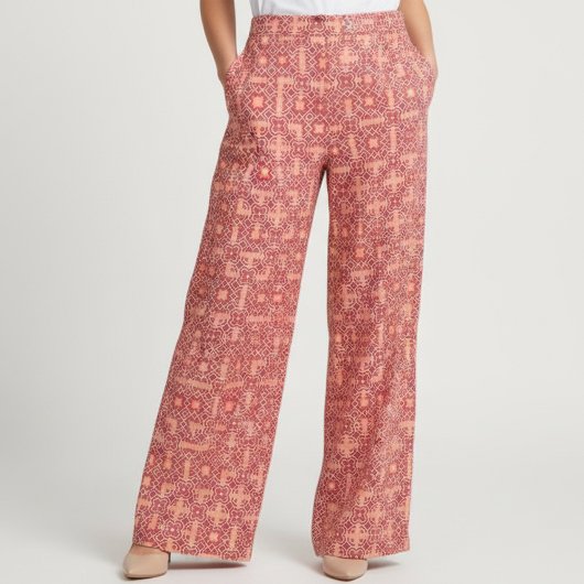 赤ボヘミアンアラベスク幾何学模様 ファブリック