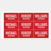 赤ボランティアバッジ(名前をカスタムする) ラベル (シート)