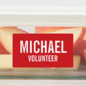 赤ボランティアバッジ(名前をカスタムする) ラベル (貼付)