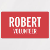 赤ボランティアバッジ(名前をカスタムする) ラベル (デザイン2)