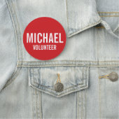 赤ボランティアバッジ(名前をカスタムする) 名札 (インサイチュ)