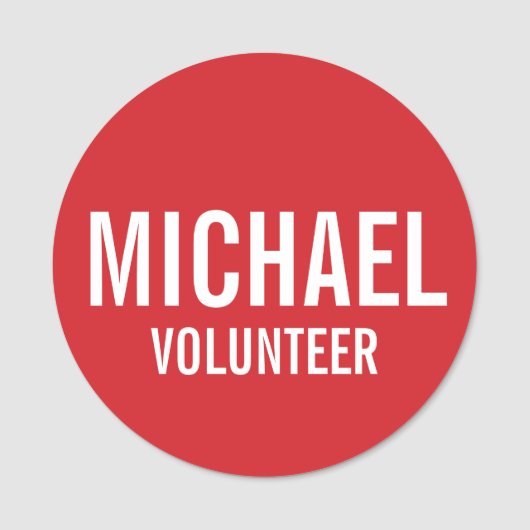 赤ボランティアバッジ(名前をカスタムする) 名札 (正面)