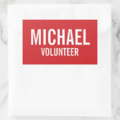 赤ボランティアバッジ(名前をカスタムする) 長方形シール (バッグ)