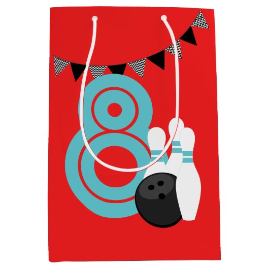 赤ボーリング誕生日抱き枕 ミディアムペーパーバッグ (正面)