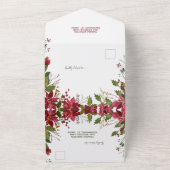 赤ポイエレガントンセチアのクリスマスのレヒーサルディナー オールインワン招待状 (外側)