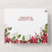 赤ポイエレガントンセチアのクリスマスのレヒーサルディナー オールインワン招待状 (裏面)