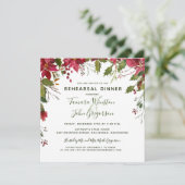 赤ポイエレガントンセチアのクリスマスのレヒーサルディナー 招待状 (スタンド正面)