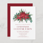 赤ポイエレガントンセチアのクリスマスカクテルパーティー ポストカード (正面/裏面)