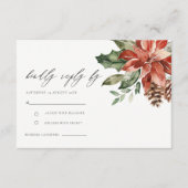 赤ポイエレガントンセッティアパインコーンウェディングRSVP エンクロージャーカード (正面)