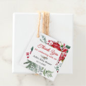 赤ポインセチアのクリスマスベビーシャワー フェイバータグ (インサイチュ)