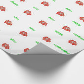 赤ポインセチアの花と緑の言葉を包む ラッピングペーパー (角)
