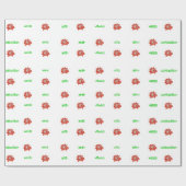 赤ポインセチアの花と緑の言葉を包む ラッピングペーパー (フラット)