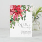 赤ポインセチアフローラ水彩クリスマス結婚の 招待状 (スタンド正面)