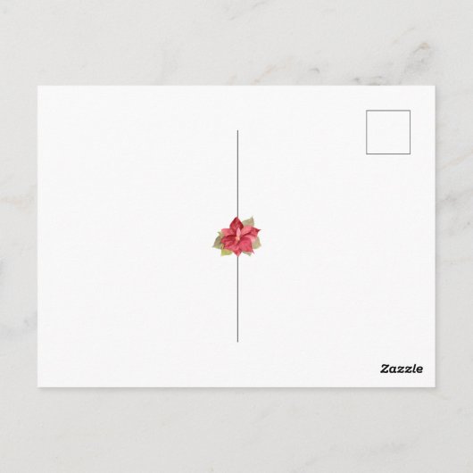 赤ポインセチア水彩メリークリスマス ポストカード (裏面)