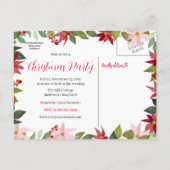 赤ポインセチア |クリスマスの日付を保存するパーティー 案内ポストカード (裏面)