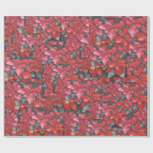赤ポインセチア・コラージュ ラッピングペーパー (フラット)