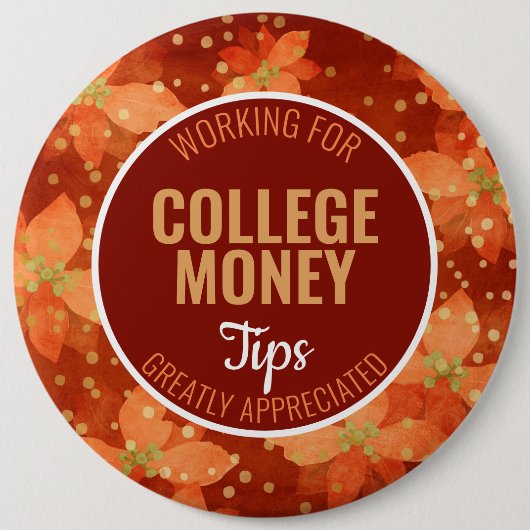 赤ポインセチア |ヒントを参照 |大学のお金 缶バッジ (正面)