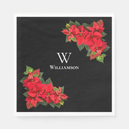 赤ポインセチパーソナライズされたア スタンダードランチョンナプキン