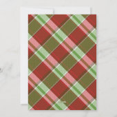 赤ポインセティアス・プレイド・クリスマスパーソナライズされた写真 シーズンカード (裏面)