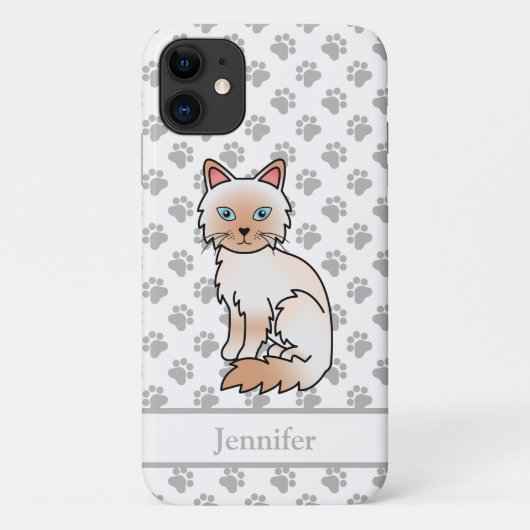 赤ポイントのバーマン/ラグドール かわいい猫と名前 Case-Mate iPhoneケース (裏面)